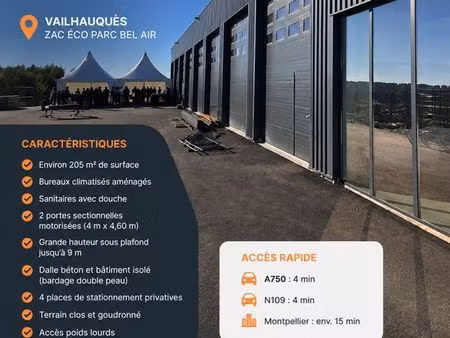 cession de bail – local d'activité 205 m² – vailhauquès (zac bel air)