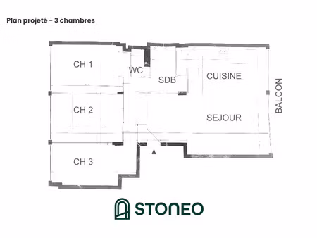 boulogne silly-gallieni 3 chambres traversant avec grand balcon refait a neuf