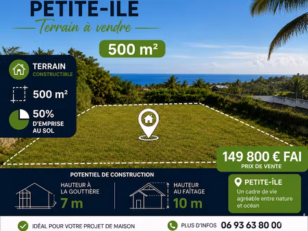 vente terrain 500 m² à petite ile (97429)  149 800 €