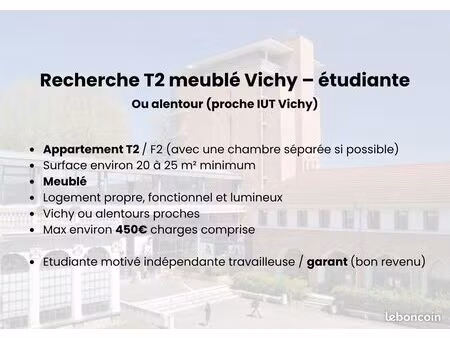recherche t2 meublé vichy