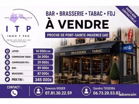 bar  brasserie  fdj  tabac 100 m² compiègne