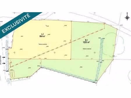 terrain plat de près de 1253m² à la campagne