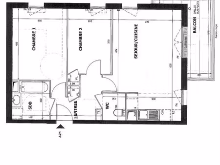 appartement cergy 3 pièce(s) 58.24 m2