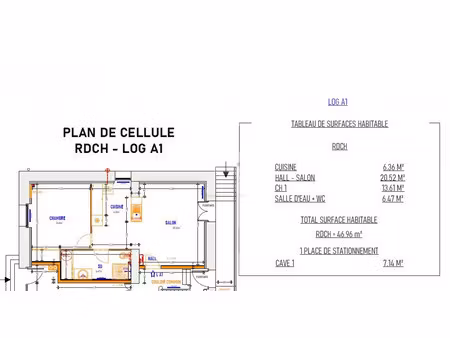 vente appartement coueron  46m² 2 pièces 130 000€ avec balcon
