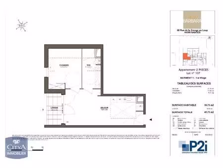 location appartement 2 pièces 39m² nantes 44300