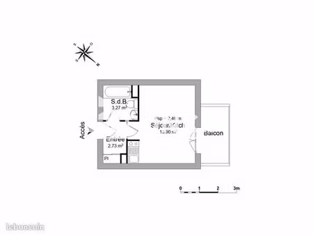 appartement 1 pièce 19 m²
