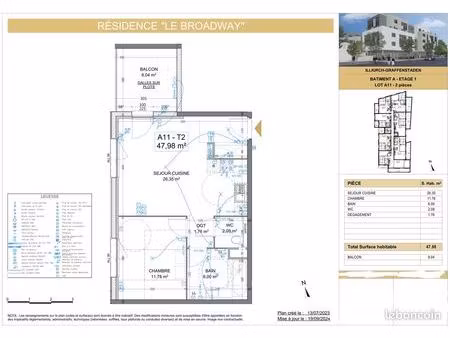 location t2 neuf pinel illkirch 48m2 + 8m2 terrasse