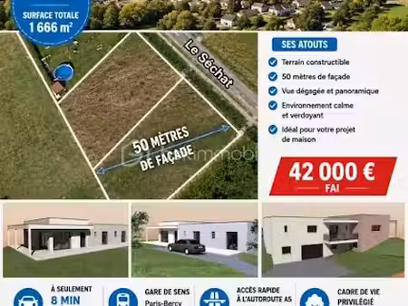 vente terrain 1666 m² à noe (89320)  41 500 €