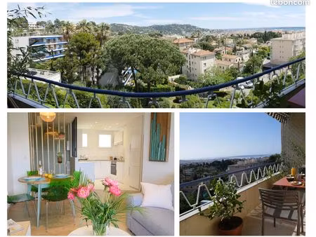 magnifique 2p meublé 47m2 vue mer en face hôpital de cannes