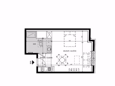 vente appartement 1 pièce  33.54m²  le kremlin