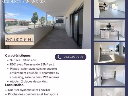 t3 neuf prêt a habiter + terrasse de 35m2