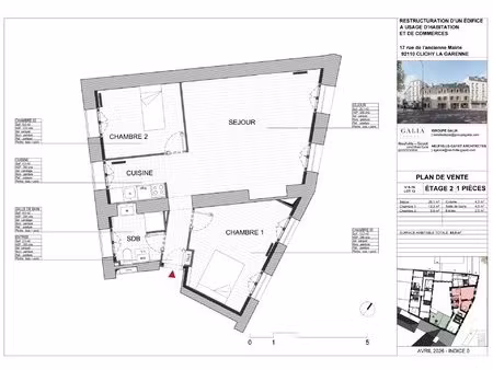 3 pièces lumineux – immeuble historique réhabilité face à l'eglise
