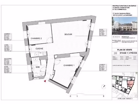 3 pièces traversant face à l’église– immeuble historique réhabilité