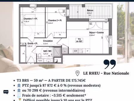 le rheu - t3 brs - a saisir !