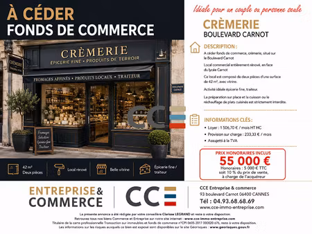 vente commerce 42 m² cannes (06400)