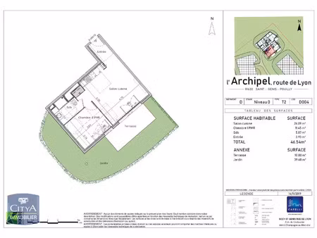 appartement à louer 2 pièces 46.54 m² - saint-genis-pouilly (01) - 840€
