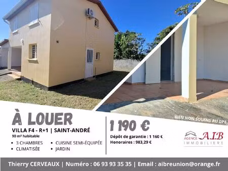location maison 4 pièces 90m² st andre 97440