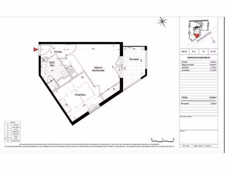 appartement de deux pièces avec terrasse et parking loi pin