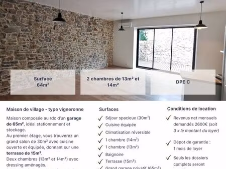 maison t3 de 64 m² à louer – cournonterral. disponible à partir du 10 juillet