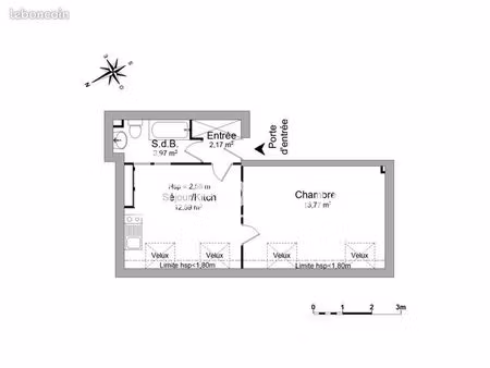 appartement 2 pièces 34 m²