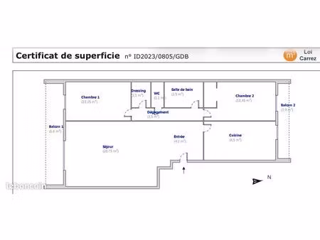 t3 traversant de 65 m² – lumineux  rénové