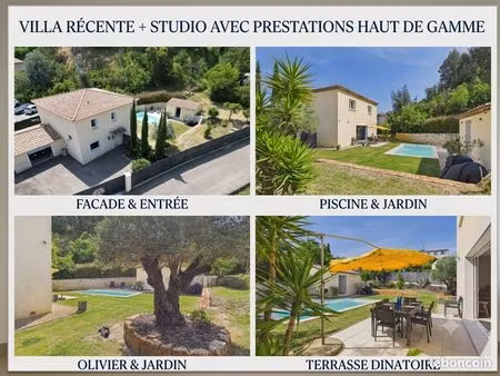 villa récente + studio + terrain constructible en pente