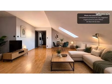 mulhouse – t2 meublé 63 m²  dernier étage lumineux avec ascenseur