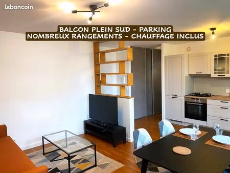 t2 meublé rénové 46 m² • balcon plein sud • nombreux rangements • parking