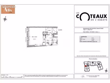 appartement 1 pièce 28 m²