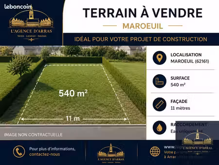 terrain 540 m² maroeuil