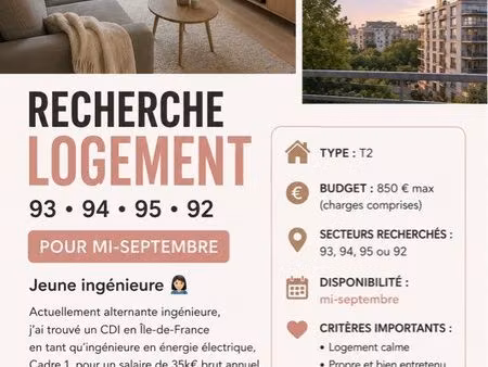 recherche logement pour mi septembre