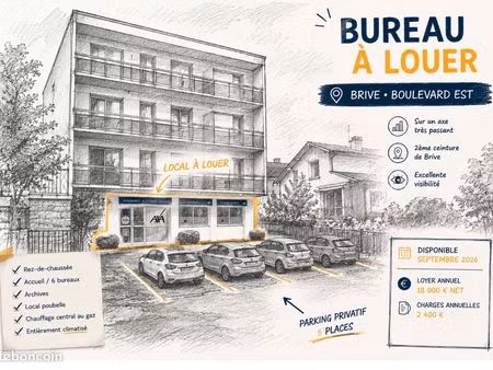 brive-la-gaillarde – bureaux de 180 m² environ avec parking privatif