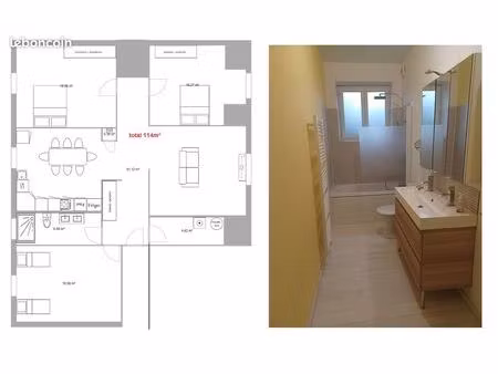 t4 de 114m² climatisée centre montpon