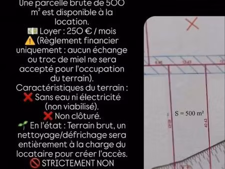 ?? terrain 500 m² à louer – secteur la souris chaude