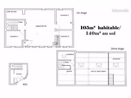 logement indépendant /grand espace plateau à aménager avec mezzanine. cœur de ville luzarc