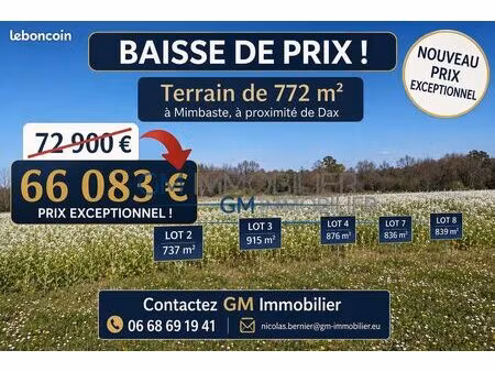 terrain 772 m² dax