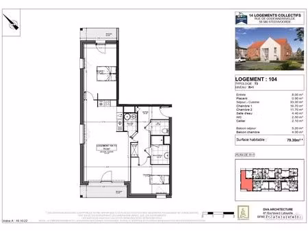 appartement 3 pièces 79 m²