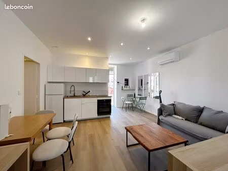 t2 meublé rénové 37 m² - climatisation - balcon