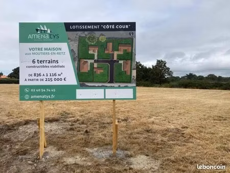 terrain 836 m² moutiers en retz