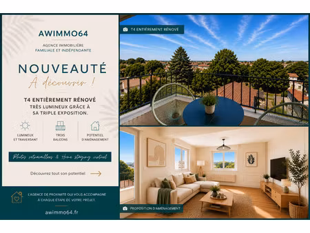 quintaou t4 rénové avec cave  grenier et parking  pour un