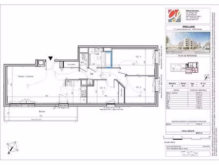 appartement t4 nantes la route de sainte-luce - 77.88 m2 997 euros