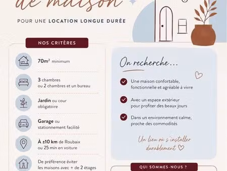 recherche maison +/- 10km de roubaix