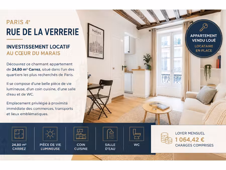 paris 4ème - rue de la verrerie ? investissement locatif au coeur du marais