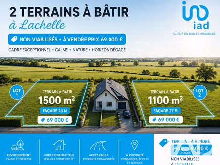 vente terrain 1013 m² à lachelle (60190)  69 000 €