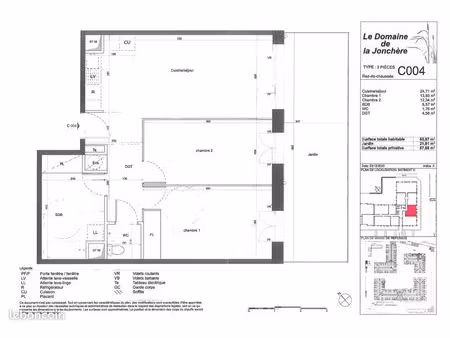 appartement f3 de 66 m² avec jardin privatif et 2 parkings
