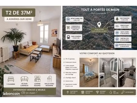 appartement t2 meublé clé en main – toutes charges comprises
