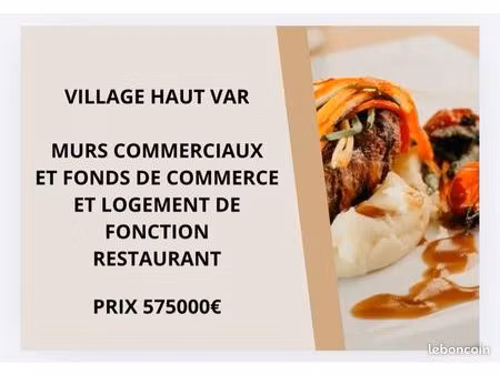vend murs commerciaux  fonds de commerce et logement de fonction restaurant
