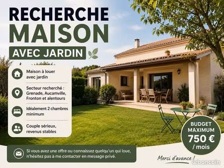 recherche maison à louer avec jardin