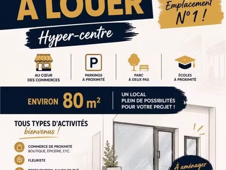 hyper-centre – local commercial 80 m² – tous commerces / professions libérales