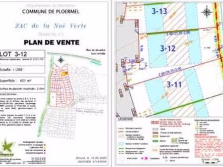 vente terrain à ploërmel (56800) : à vendre / 421m² ploërmel